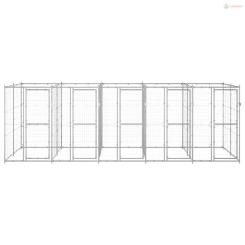 Kültéri horganyozott acél kutyakennel 12,1 m²