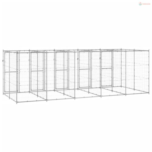Kültéri horganyozott acél kutyakennel 12,1 m²