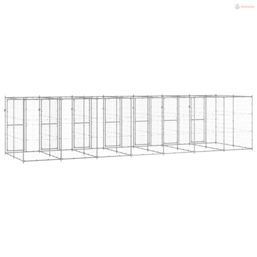 Kültéri horganyozott acél kutyakennel 16,94 m²