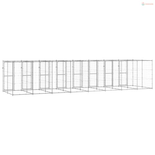 Kültéri horganyozott acél kutyakennel 19,36 m²