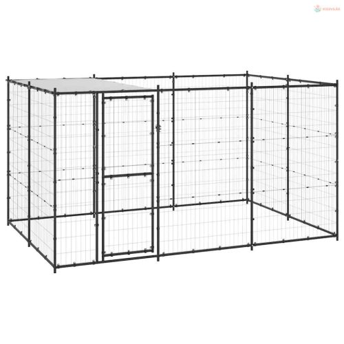 Kültéri acél kutyakennel tetővel 7,26 m²