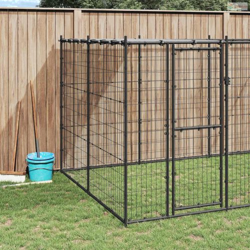 Kültéri acél kutyakennel tetővel 7,26 m²