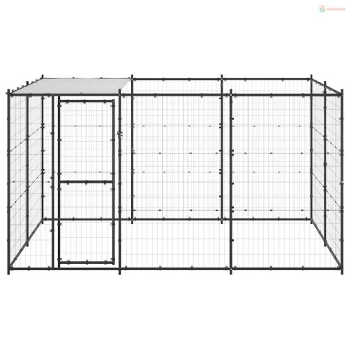 Kültéri acél kutyakennel tetővel 7,26 m²