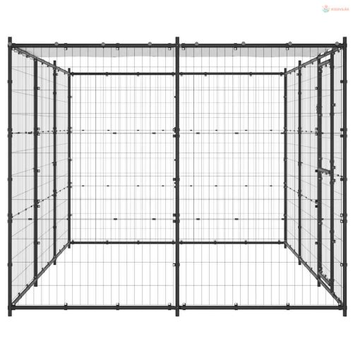 Kültéri acél kutyakennel tetővel 7,26 m²