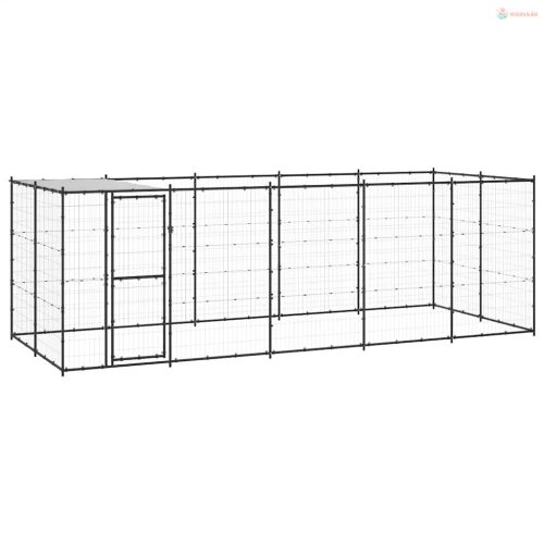 Kültéri acél kutyakennel tetővel 12,1 m²
