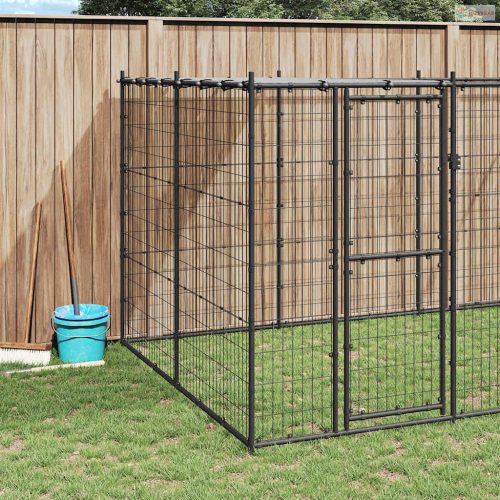 Kültéri acél kutyakennel tetővel 12,1 m²