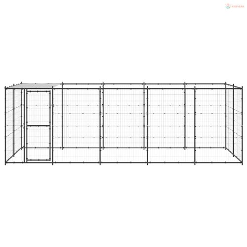Kültéri acél kutyakennel tetővel 12,1 m²