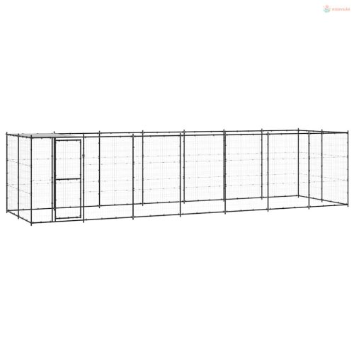 Kültéri acél kutyakennel tetővel 16,94 m²