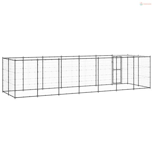 Kültéri acél kutyakennel tetővel 16,94 m²