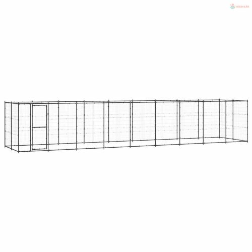 Kültéri acél kutyakennel tetővel 21,78 m²