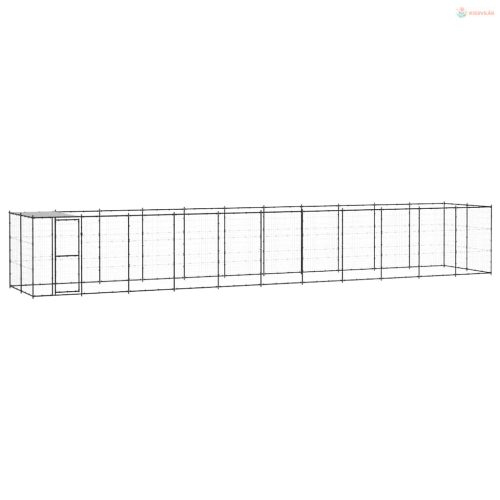 Kültéri acél kutyakennel tetővel 26,62 m²