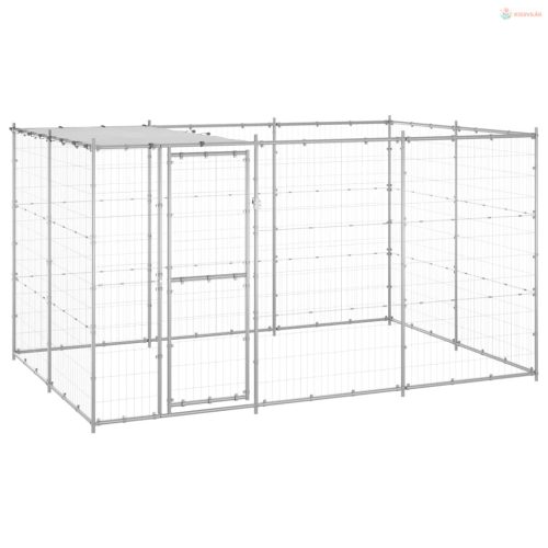 Kültéri horganyozott acél kutyakennel tetővel 7,26 m²