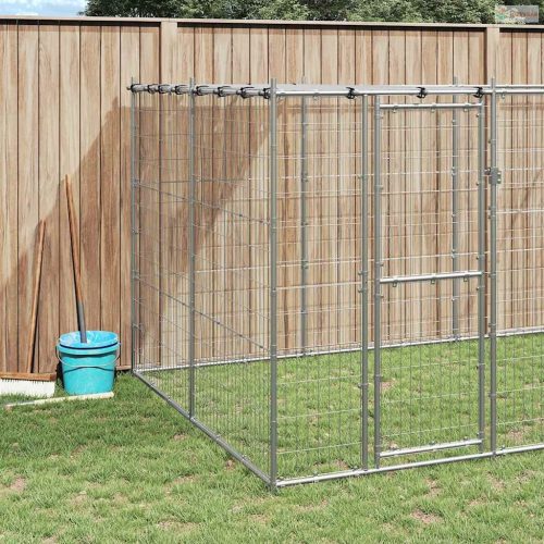 Kültéri horganyozott acél kutyakennel tetővel 7,26 m²