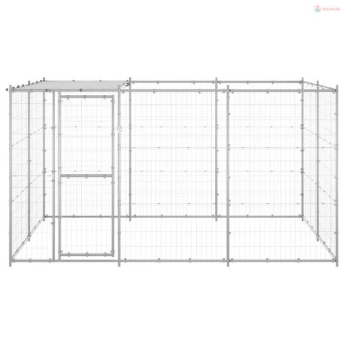 Kültéri horganyozott acél kutyakennel tetővel 7,26 m²