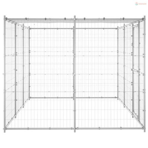 Kültéri horganyozott acél kutyakennel tetővel 7,26 m²