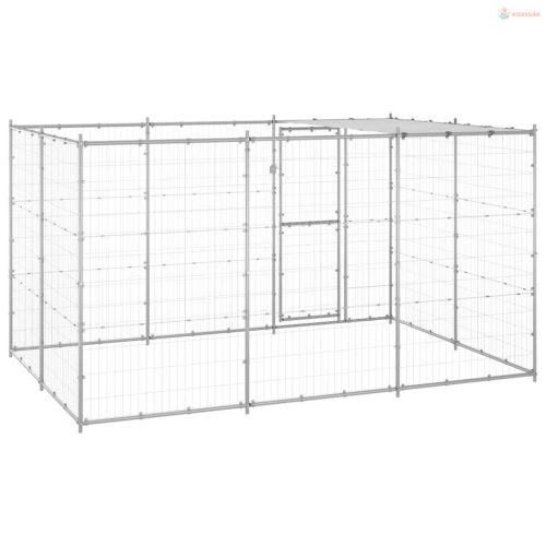 Kültéri horganyozott acél kutyakennel tetővel 7,26 m²