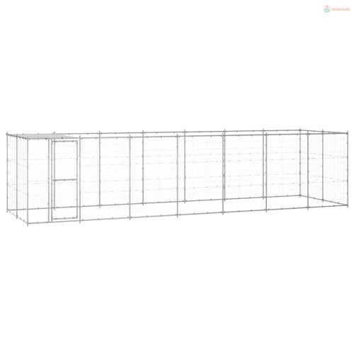 Kültéri horganyozott acél kutyakennel tetővel 16,94 m²