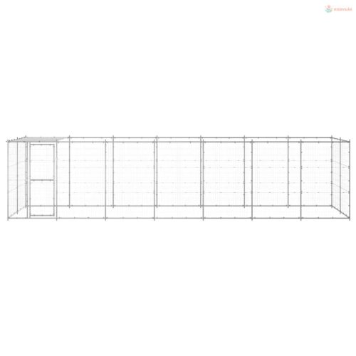 Kültéri horganyozott acél kutyakennel tetővel 16,94 m²