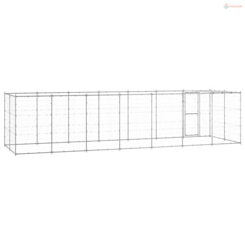 Kültéri horganyozott acél kutyakennel tetővel 16,94 m²