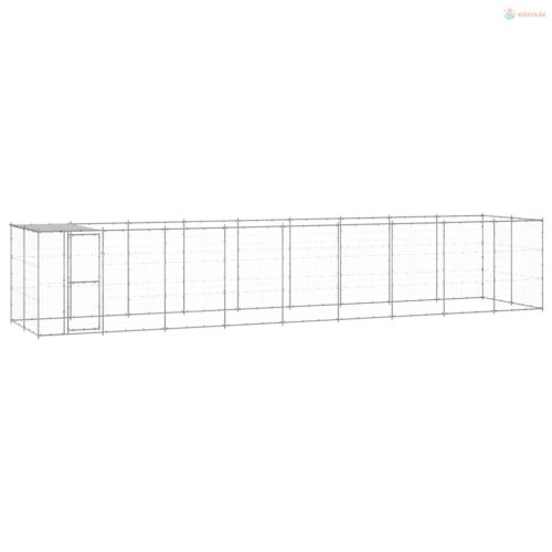 Kültéri horganyozott acél kutyakennel tetővel 21,78 m²