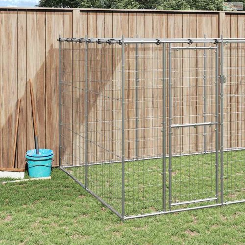 Kültéri horganyozott acél kutyakennel tetővel 21,78 m²