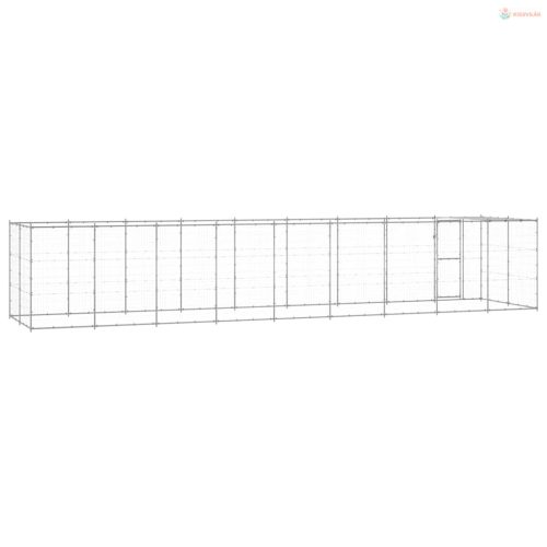 Kültéri horganyozott acél kutyakennel tetővel 21,78 m²
