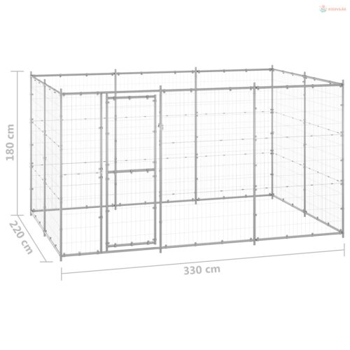 Kültéri horganyozott acél kutyakennel 7,26 m²