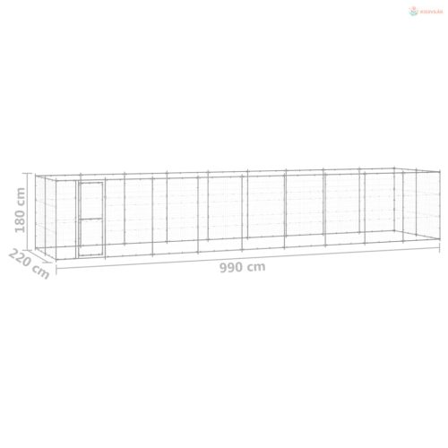 Kültéri horganyozott acél kutyakennel 21,78 m²
