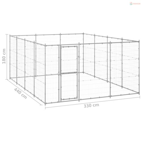 Kültéri horganyozott acél kutyakennel 14,52 m²