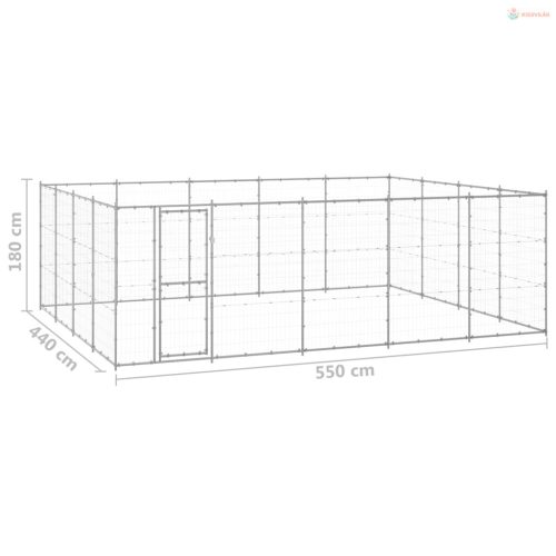 Kültéri horganyozott acél kutyakennel 24,2 m²