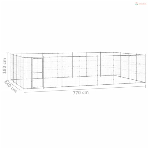 Kültéri horganyozott acél kutyakennel 33,88 m²