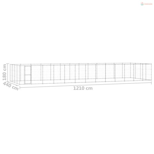 Kültéri horganyozott acél kutyakennel 53,24 m²