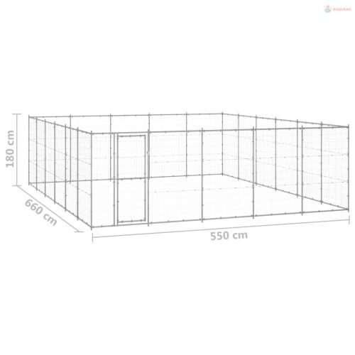 Kültéri horganyozott acél kutyakennel 36,3 m²