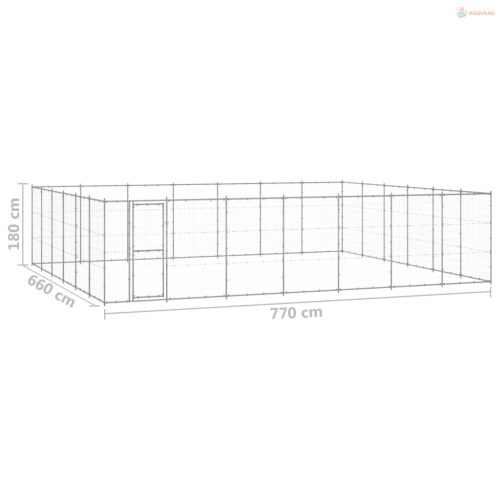 Kültéri horganyozott acél kutyakennel 50,82 m²