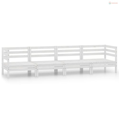 4 részes fehér tömör fenyőfa kerti ülőgarnitúra