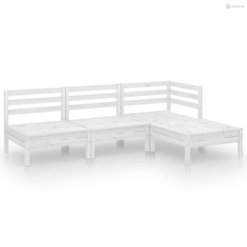 4 részes fehér tömör fenyőfa kerti ülőgarnitúra