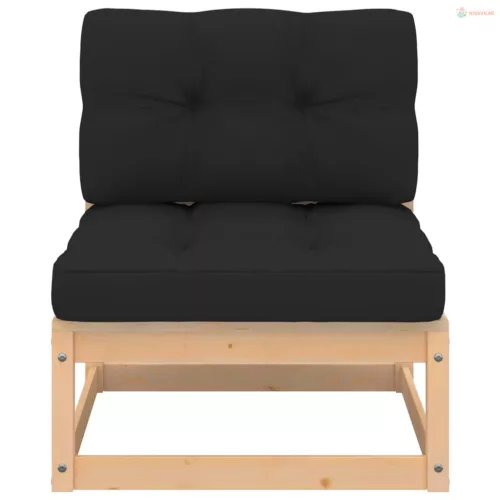 4 részes tömör fenyőfa kerti ülőgarnitúra párnákkal