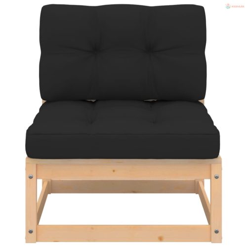 4 részes tömör fenyőfa kerti ülőgarnitúra párnákkal