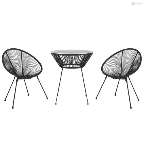 3 részes fekete kerti étkezőgarnitúra