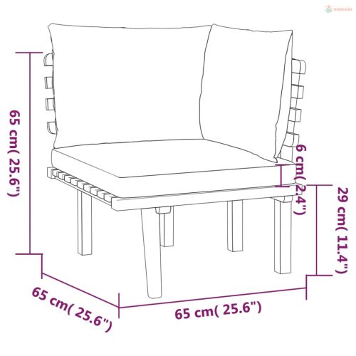4 részes tömör akácfa kerti ülőgarnitúra párnákkal