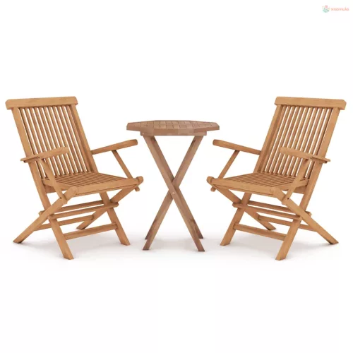 3 részes tömör tíkfa kerti étkezőgarnitúra