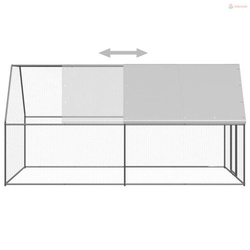 Kültéri horganyzott acél tyúkól 2 x 4 x 2 m