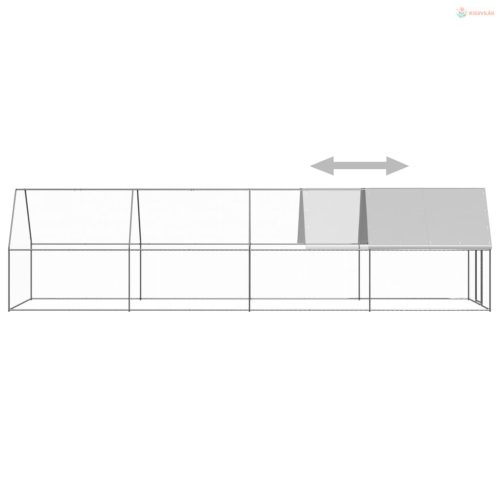 Kültéri horganyzott acél tyúkól 2 x 8 x 2 m