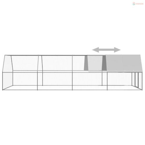 Kültéri horganyzott acél tyúkól 3 x 8 x 2 m