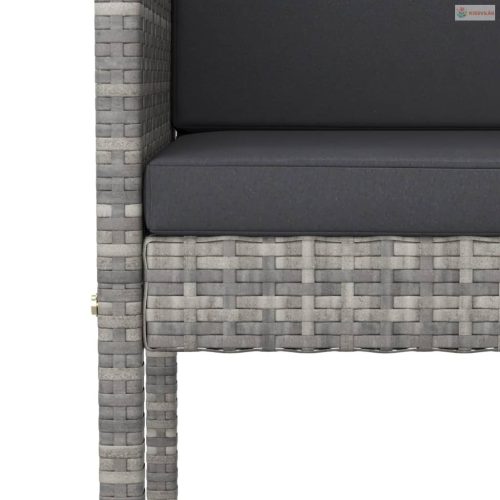 5 részes szürke polyrattan kerti bárszett párnákkal