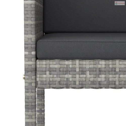 3 részes szürke polyrattan kerti bárszett párnákkal