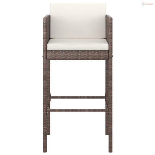 5 részes barna polyrattan kerti bárszett párnákkal