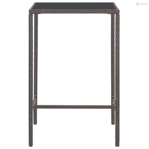 3 részes barna polyrattan kerti bárszett párnákkal