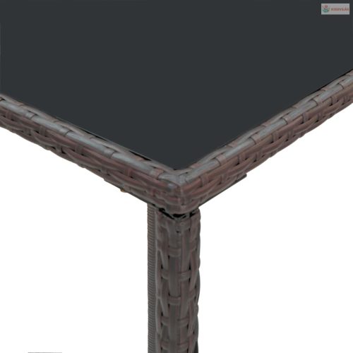 5 részes barna polyrattan kerti bárszett párnákkal