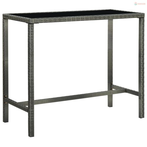 5 részes szürke polyrattan kerti bárszett párnákkal